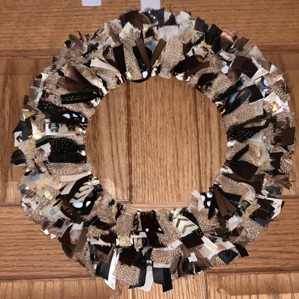 Rustic handmade autumnal ribbon wreath